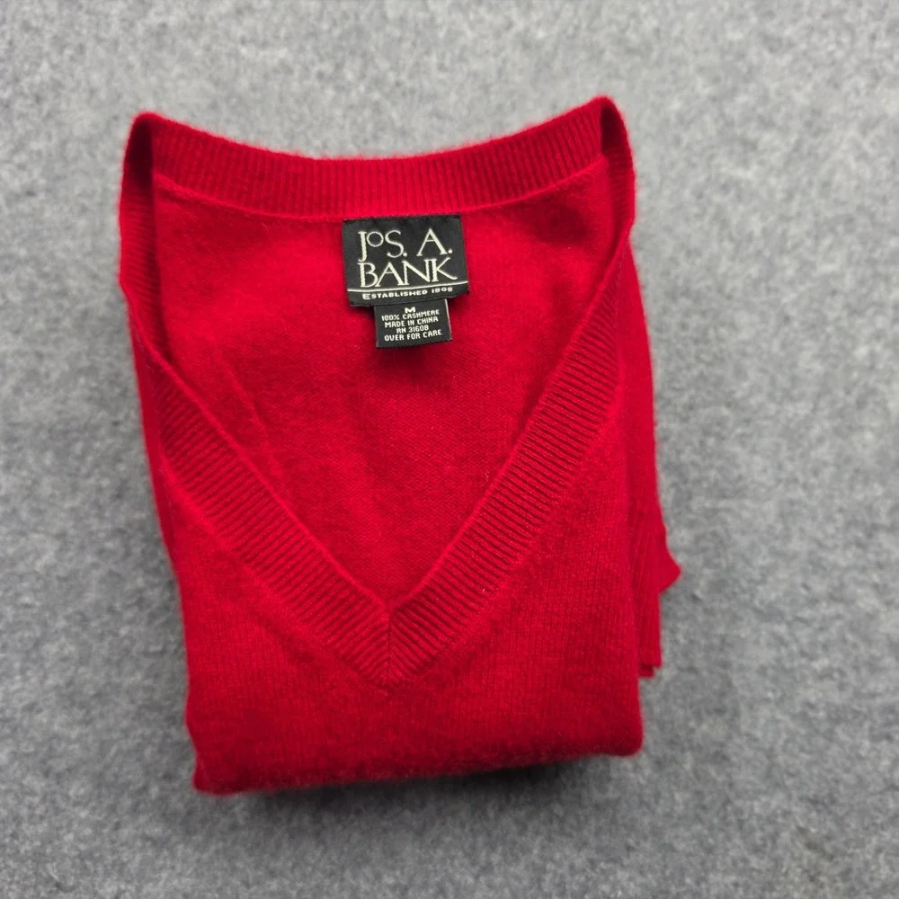 Jos. A. Bank Red 100% Cashmere V-Neck Sweater Vest Mens Medium